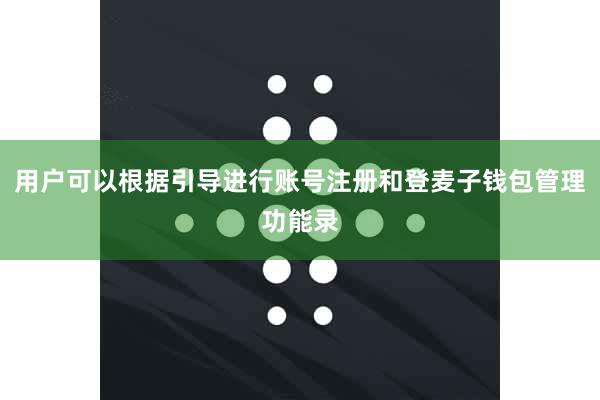 用户可以根据引导进行账号注册和登麦子钱包管理功能录